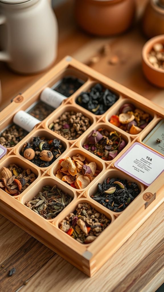 Tea sampler box with custom loose-leaf blends